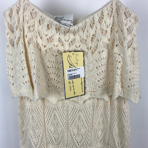 NWT Vintage Havana Knit Crochet Lace Dress Square Neck Sleeveless Coverup Dress‎ - Picture 3 of 4